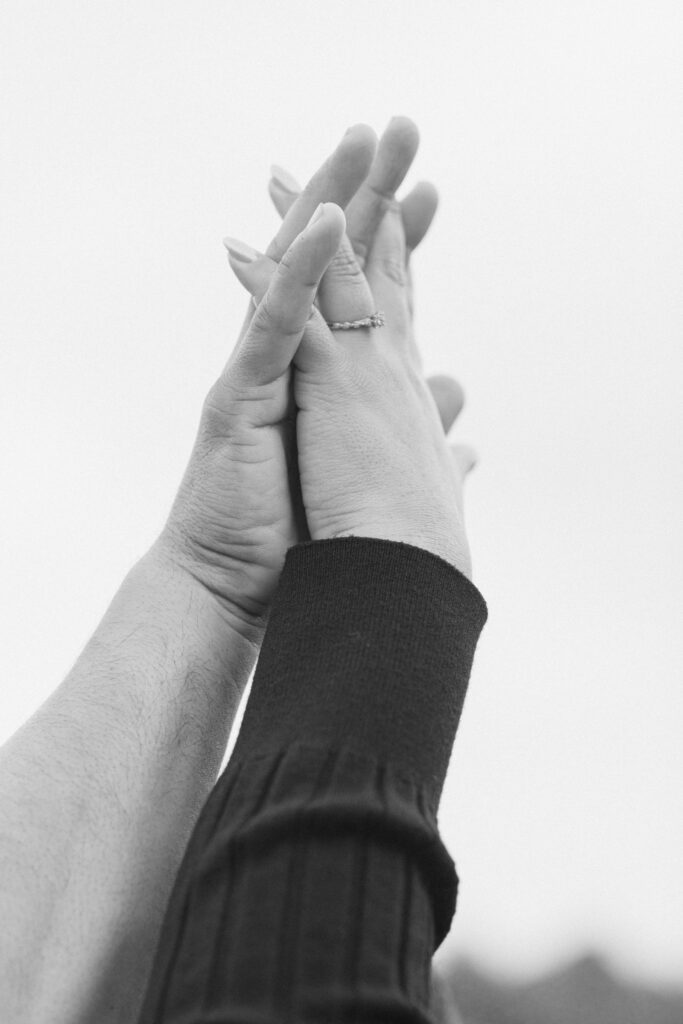 Fort Myers Engagement: Dramatic black and white of the engagement ring. 