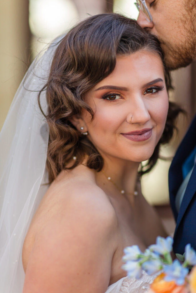 This is an image of a bride at Bella Cosa Wedding Venue.