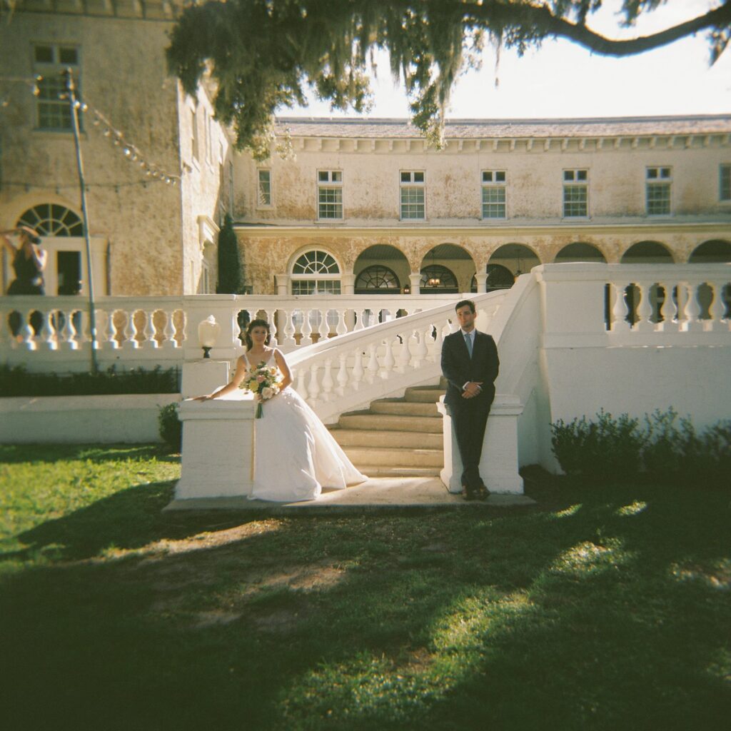 Holga 120 Couple in front of venue